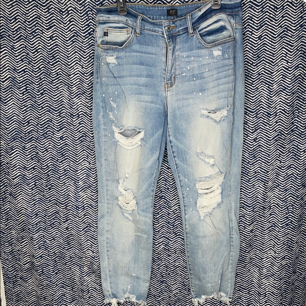 Judy Blue Light Blue Distressed Skinny Jeans